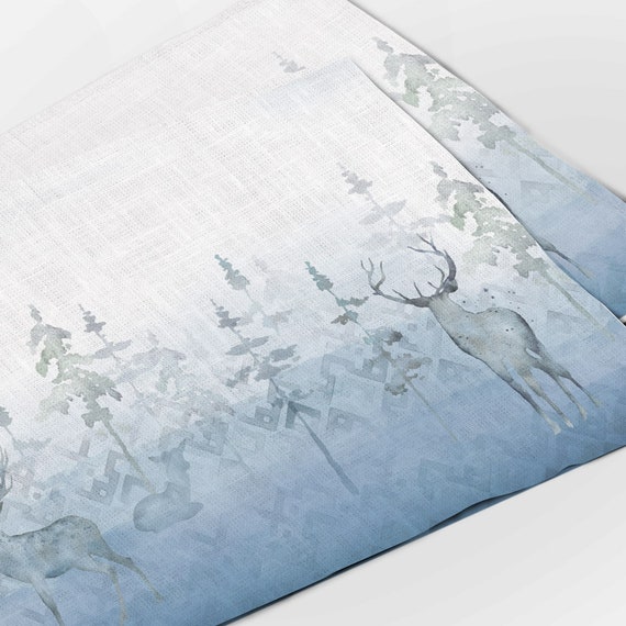 Placemats sets, Deer in the Mist, Placemats pattern, Placemats Christmas, Linen placemats, Christmas decor, Wabi Sabi, fabric placemats