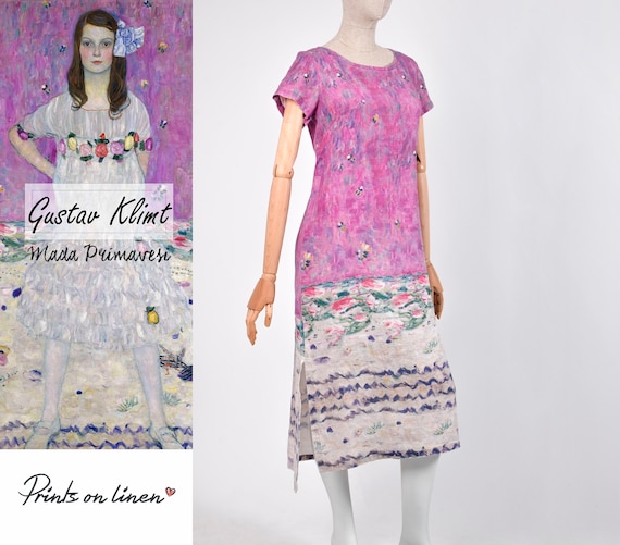 Maxi dress,  linen dress, Gustav Klimt, Mada Primavesi, long dress, maxi women dress, purple dress, asymmetric dress