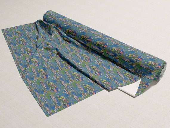 Wide Fabric, Monet Water Lilies Linen Fabric , Craft & Sewing, 69" Width