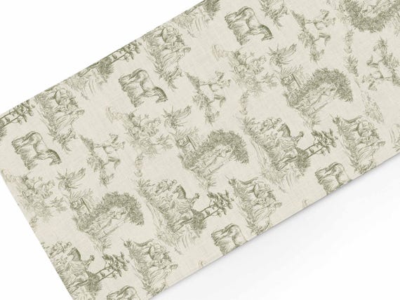 Table runner, Toile de Jouy, Horses, toile table runner, linen table runner, 100% linen, custom length