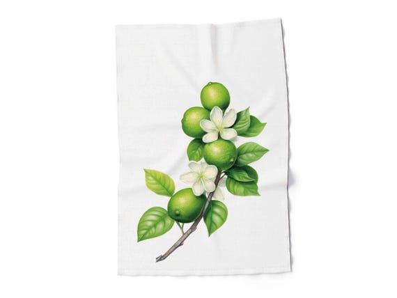 Dish towel, Lime Blossom, fabric towel, 100% linen