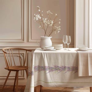 Linen tablecloth, farmhouse decor, lavenders, rectangle tablecloth, 100% linen fabric