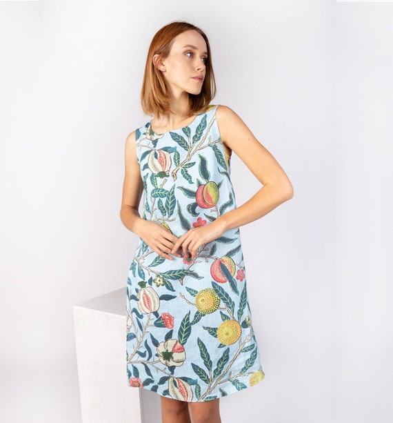Dress, Four Fruits, William Morris, Floral print, Boho dress, Vintage dress, Beach dress, Sleeveless dress, Lightweight dress