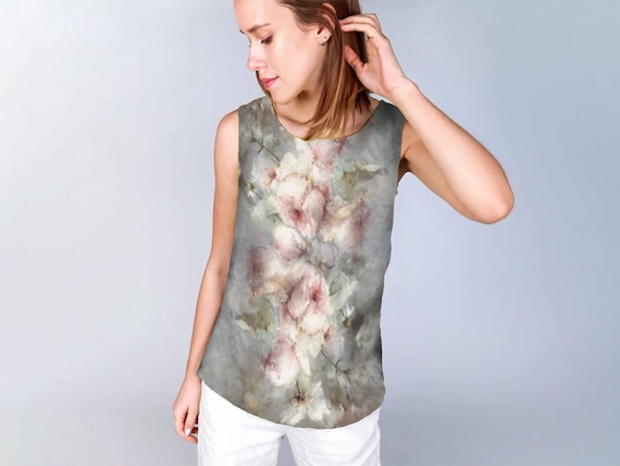 Linen tank, Vintage Rose, Summer sleeveless top, 100% linen, women linen shirt