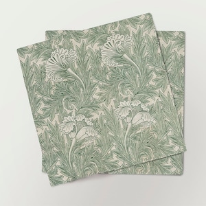 Set di tovaglioli, William Morris, Tulipano, tovaglioli in tessuto, 100% lino, tovaglioli floreali