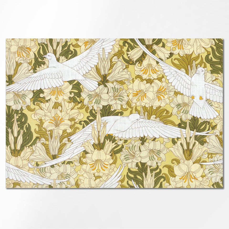 Placemats set (4 or 6), Colombes et Lis, Maurice Pillard Verneuil, linen placemats