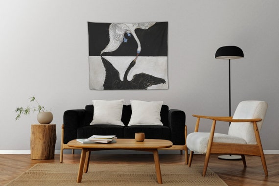 Hilma af Klint, The Swan, wall tapestry, custom size wall decor, studio decor, wall art print, 100% linen, rod pocket