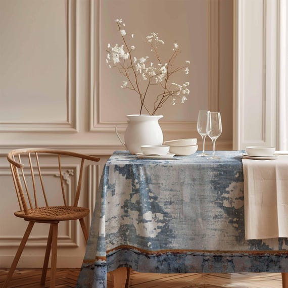 Linen tablecloth, Wabi Sabi, rectangle tablecloth, rustic decor, mother in law gift, 1st anniversary gift, wedding gift