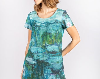 Claude Monet Water Lilies Linen Dress Linen Tunic Plus Size