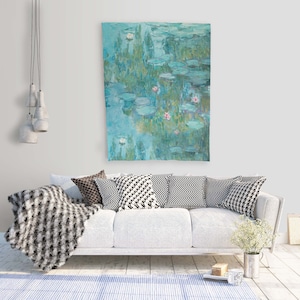 Wall tapestry, Claude Monet, Water Lilies, Wall decor, 100% linen, Claude Monet print, fabric tapestry