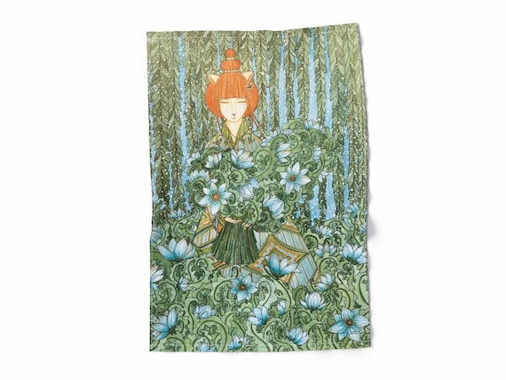 Linen Kitchen Towel - 'Disappear' Art Print, Handmade Lithuanian Dish Towel