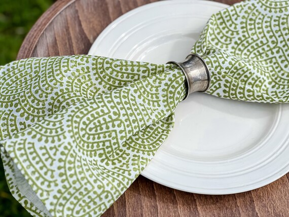 Moss Green Linen Napkins, Handmade Wabi Sabi Napkin Set - Etsy