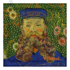 Van Gogh linnen pannenlap, portret postbode keukendecor