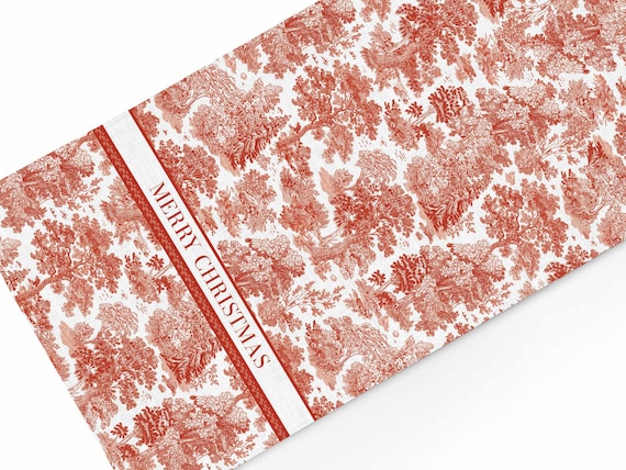 Table runner, Toile Pine, Merry Christmas, Christmas decorations, Christmas gift, housewarming gift, table topper, linens, Holiday decor
