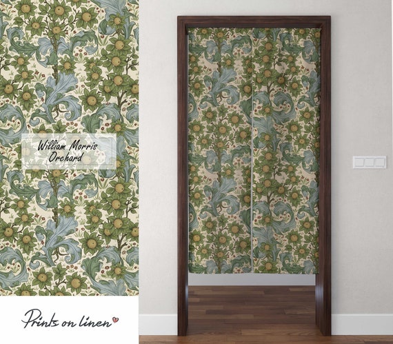 Noren curtain, William Morris, The Orchard, Japanese Noren, door curtain, 100% linen, closet cover, window curtains linen