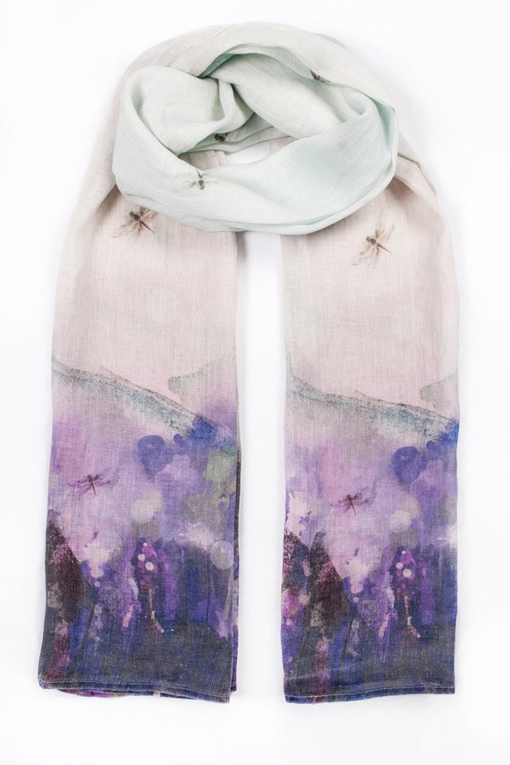 Scarf, Linen scarf, blanket scarf, linen shawl, purple scarf, vintage scarf, gift for her, boho scarf, gift for mom, bridesmaid gift