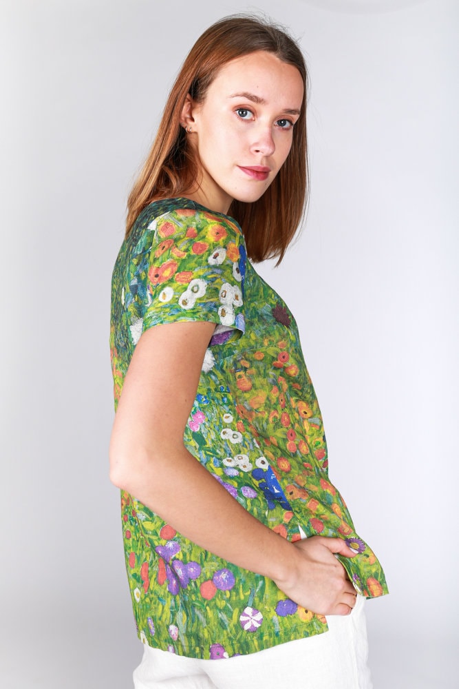 Gustav Klimt Flower Garden Linen Top Linen Women Shirt - Etsy