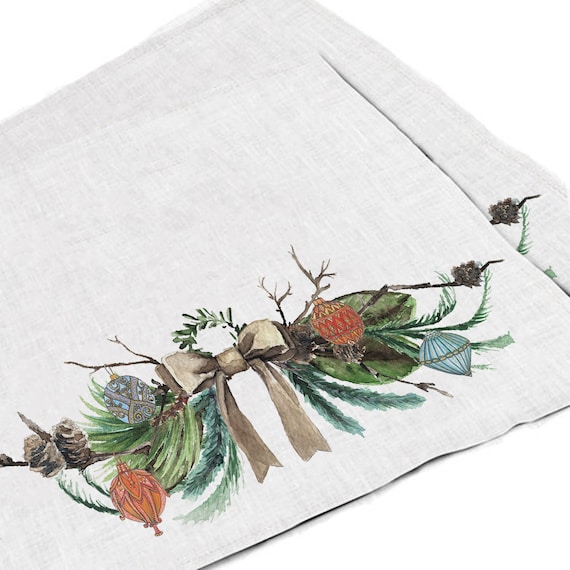 Placemats set, Scandinavian Christmas, linen placemats, Christmas placemats, 100% linen, Christmas decor