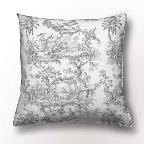 Housse de coussin, Toile de Jouy, 100% lin, Oreiller jetable, Oreiller en  lin, Oreiller en gros, Oreiller 18x18 -  France