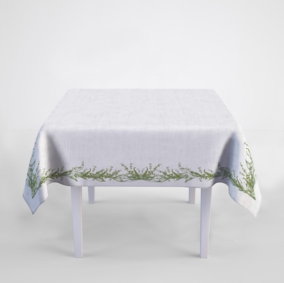 Tablecloth, Lilies of the Valley, fabric tablecloth, 100% linen, Easter tablecloth