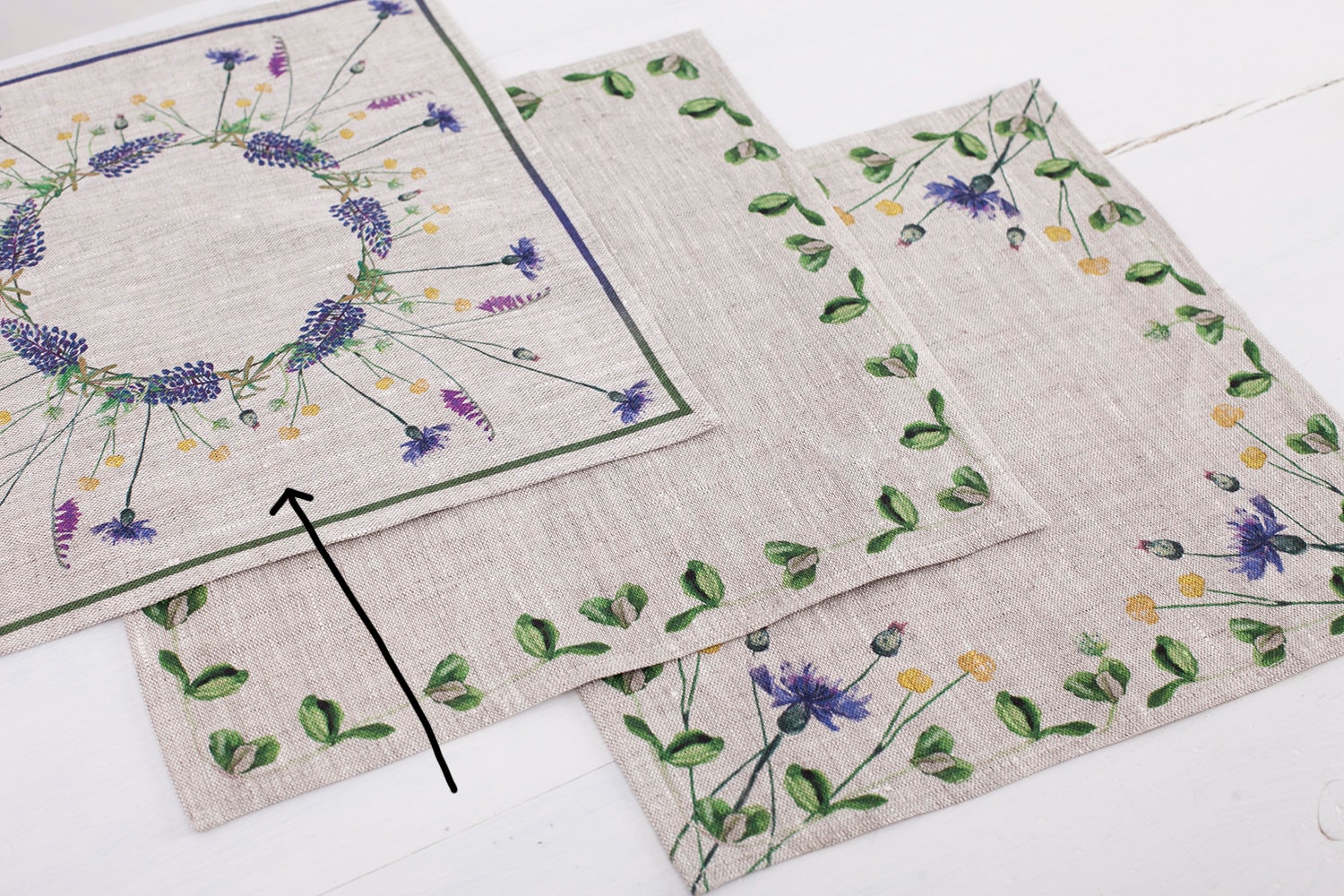 Napkins, lupines print, linen napkins, custom napkins, custom size