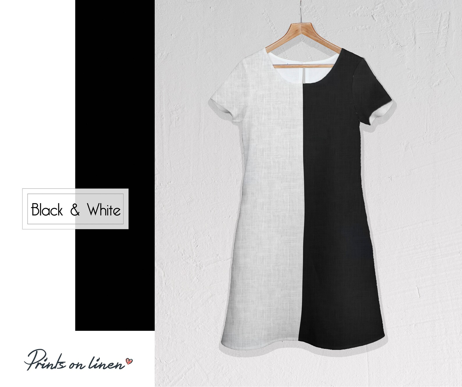 Linen Women Dress Black & White Linen Dress 100 Linen Etsy