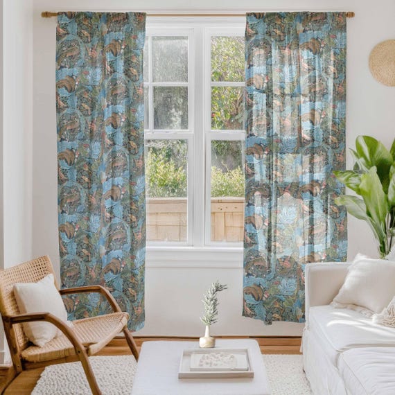 Linen curtains, William Morris, Acanthus and Birds, Curtains for living room, 100% linen, Custom curtains, window curtains