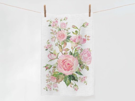 Towel, Eternal Bloom, wedding gift, gift idea, roses towel, roses home decor, 100% linen