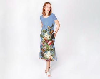 1950s 50s Saks Fifth Avenue Floral Appliqu Linen Dress - Medium - Etsy  Israel