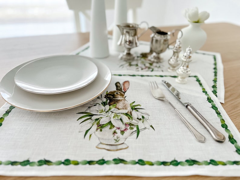 Placemats Set Easter Bunny Easter Placemats Easter Etsy