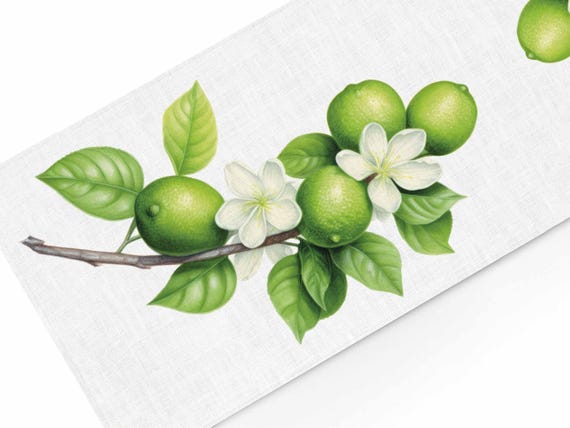 Table runner, Lime Blossom, 100% linen, linen table runner