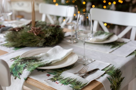 Christmas cutlery holders, Christmas table decor, dinner flatware bag, cutlery holder, cutlery pocket, fabric cutlery holder, 100% linen