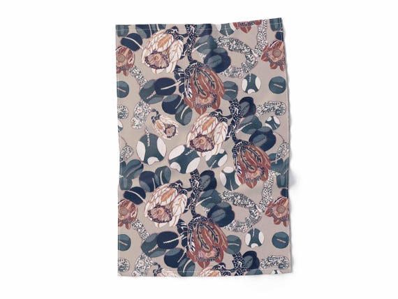 Linen towel, Edouard Benedictus, Variation II, fabric towel, vintage kitchen towel, 100% linen