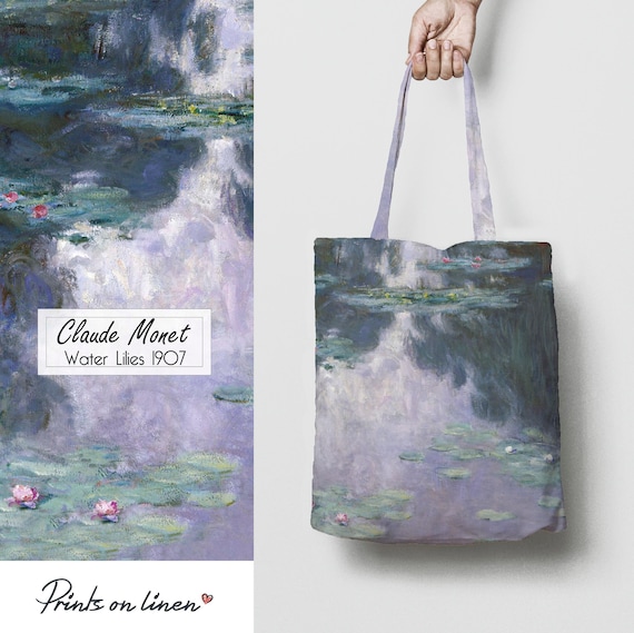 Tote bag, Claude Monet, Water Lilies 1907, tote bag canvas, Tote bag art print, 100% linen, linen tote, natural shopping bag