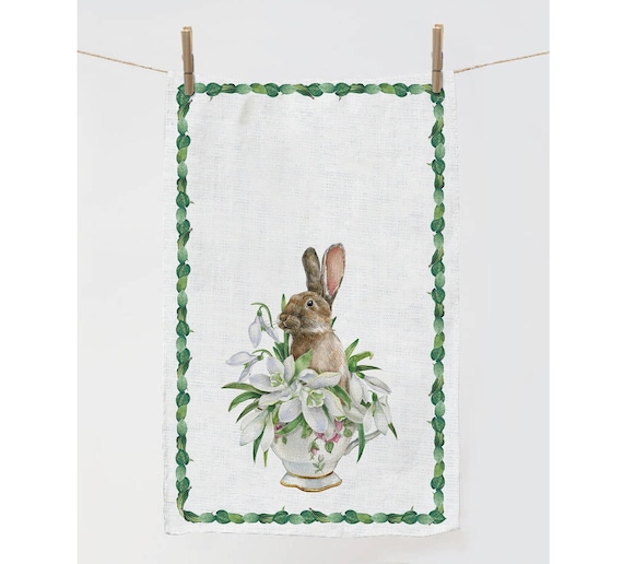 Linen towel, Easter Bunny, Easter table decor, Easter Kitchen decor, 100% linen, Easter decor