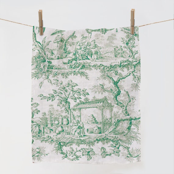 Kitchen towel, Toile de Jouy, linen towel, dish towel, 100% linen, kitchen towel, custom towel, linen towel fabric, personalized towel