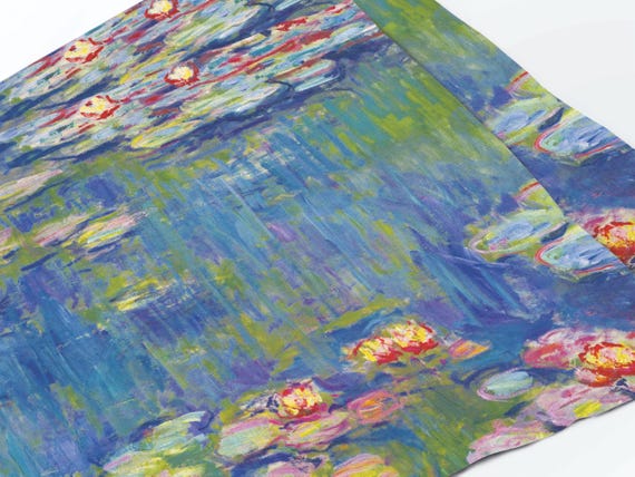 Linen Placemats Set, Claude Monet Water Lilies Art Print, 100% linen