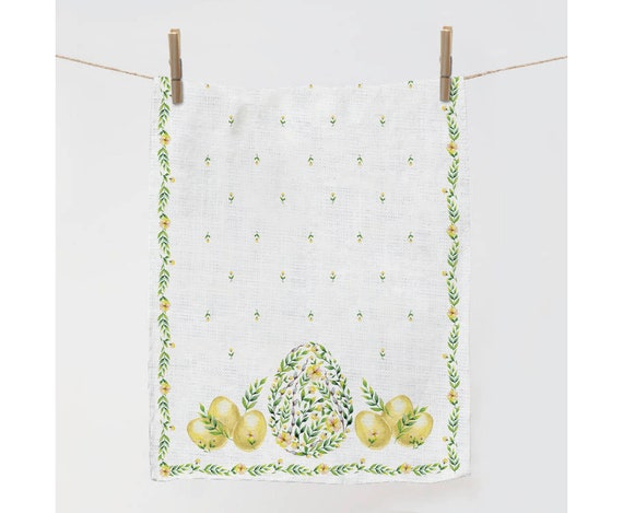 Easter towel, The Awakening of Spring, linen towel, kitchen decor, 100% linen, Easter print