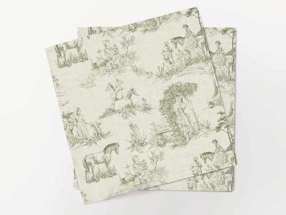 Napkins set, Toile de Jouy, Horses, linen napkins, wedding napkins, Toile napkins, Toile decor, fabric napkins