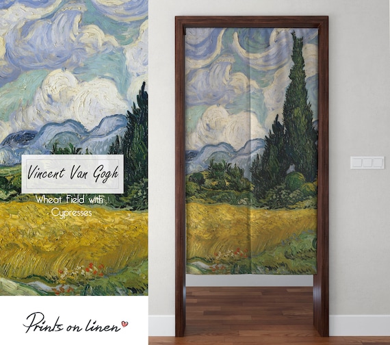 Noren curtain, Japanese Noren, Vincent van Gogh, door curtain, 100% linen, panel curtain, closet cover, window curtains linen