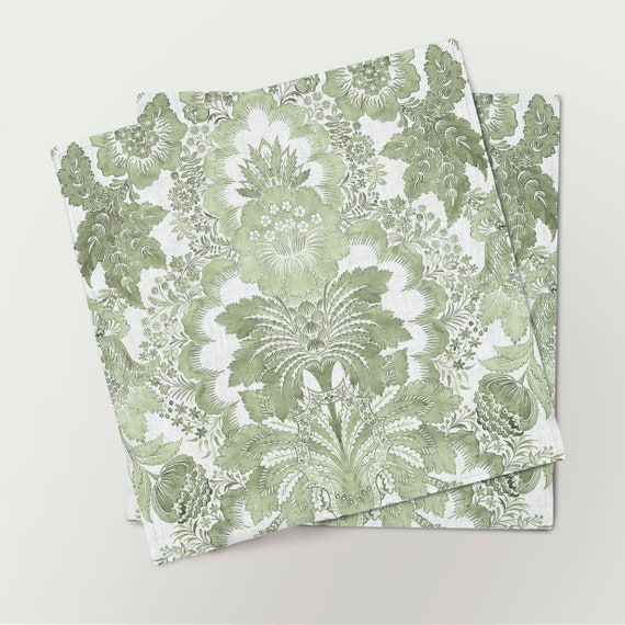 Napkins set, Anna Maria, Garthwaite, Spitalfields, 1731, fabric napkins, toile napkins, green toile linens