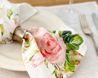 Napkins set, Eternal Bloom, Floral napkins, 100% linen, napkins cloth, fabric napkins, napkins for wedding, custom napkins, dinner napkins
