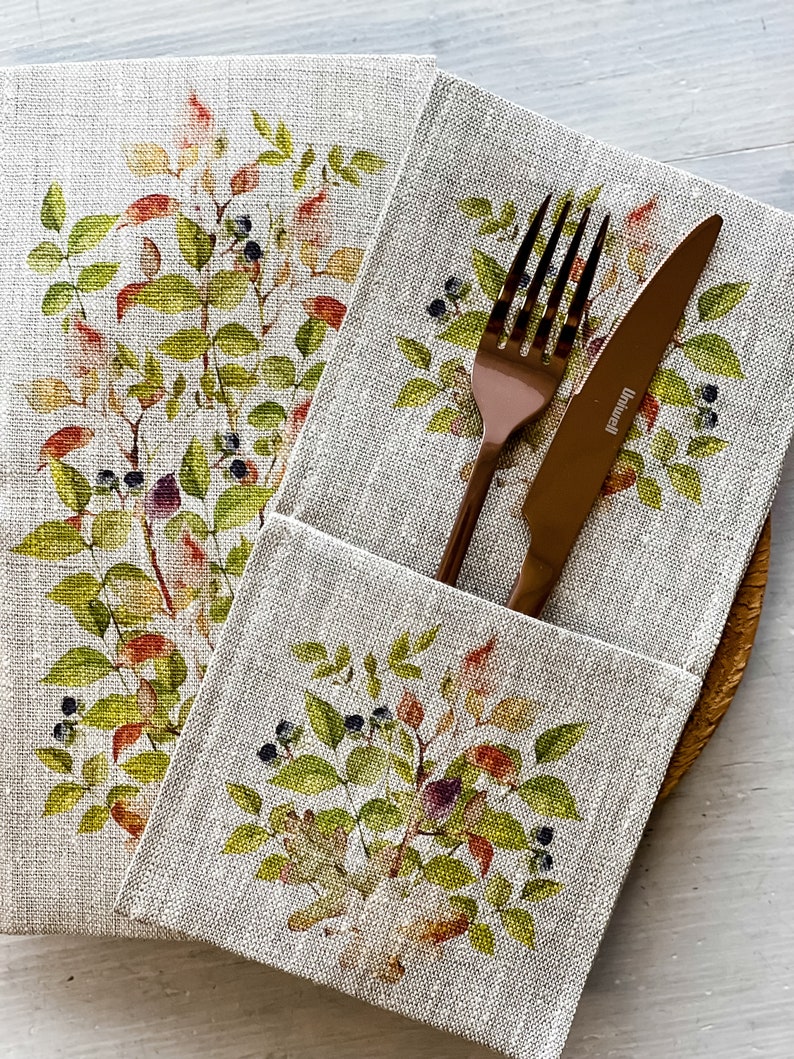 Linen Cutlery Holders 246 Dinner Flatware Bag Cutlery Etsy