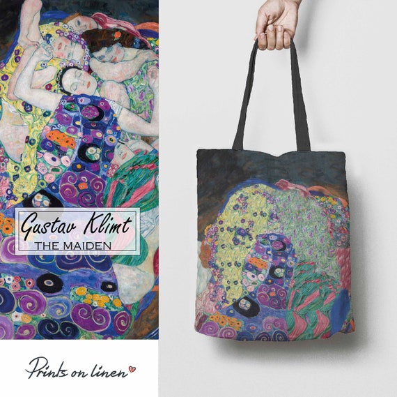 Tote bag, Gustav Klimt, The Maiden, shopping bag, linen bag, everyday bag, book bag, teacher tote bag, eco bag, eco tote bag