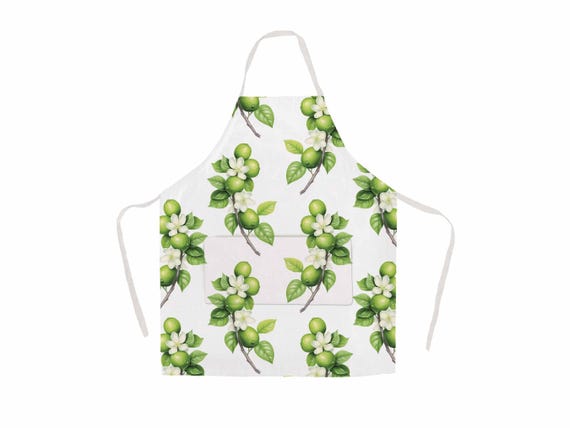 Linen apron, Lime Blossom, kitchen apron, custom apron