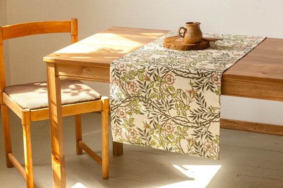 Table runner, William Morris, Sweet Briar, Vintage table runner, 100% linen, linen table top, custom size table runner
