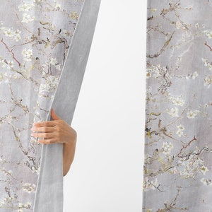 Curtains, Van Gogh, Almond Blossom, 4 colors, linen curtains, 100% linen, rod pocket, Custom curtains, window curtains