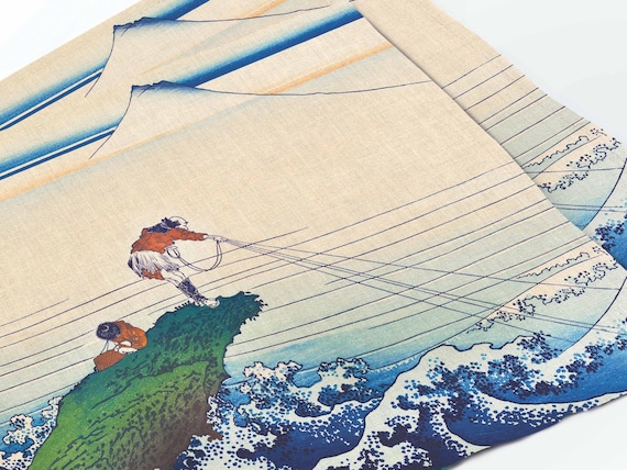 Placemats set, Koshu Kajikazawa, Katsushika Hokusai, fabric placemats, 100% linen