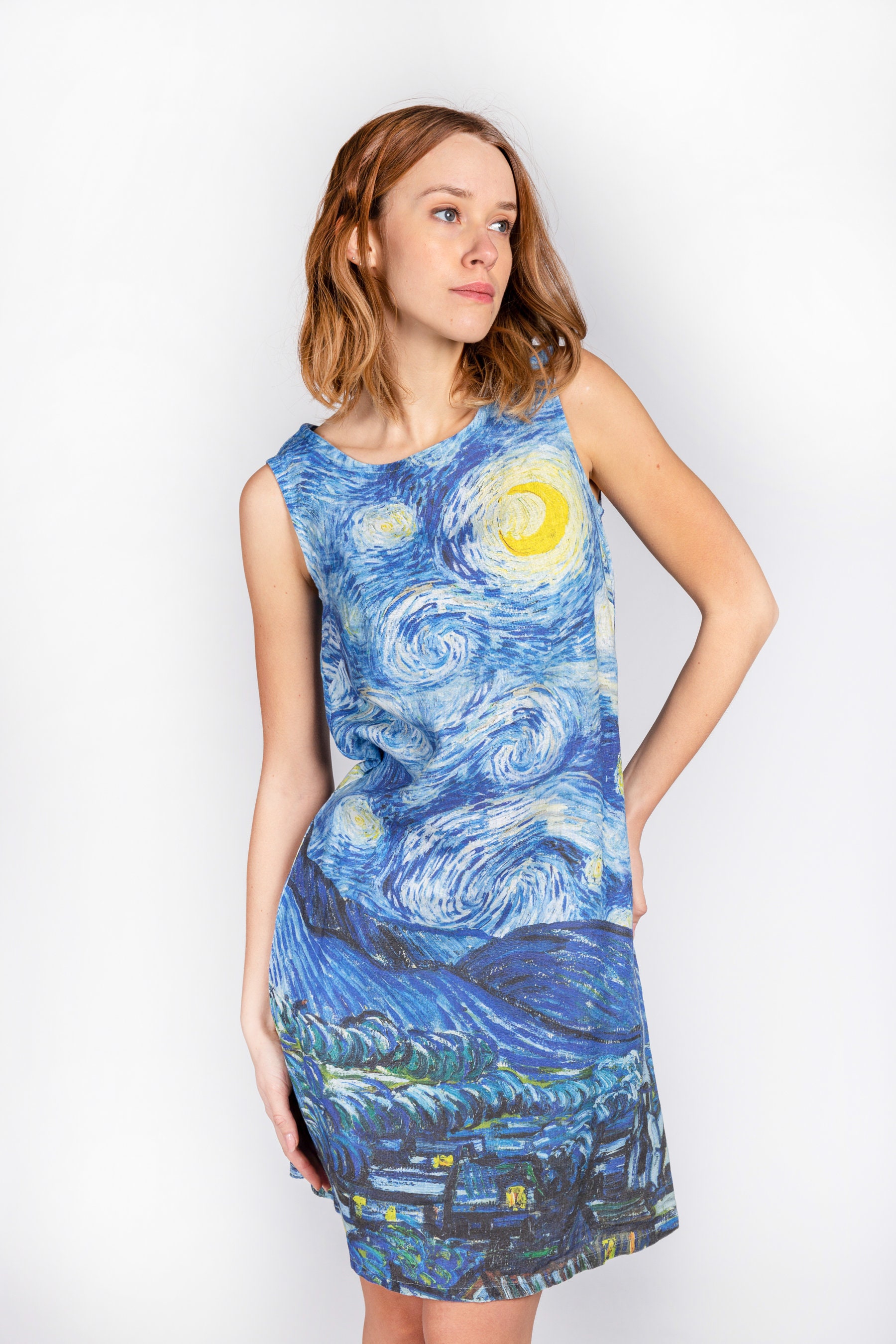 Starry Night Vincent van Gogh Linen dress Linen tunic 100% - Etsy México