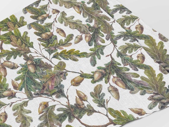 Placemats set, Lithuanian Oak, fabric placemats, fall decor, autumn placemats, Thanksgiving decor, 100% linen